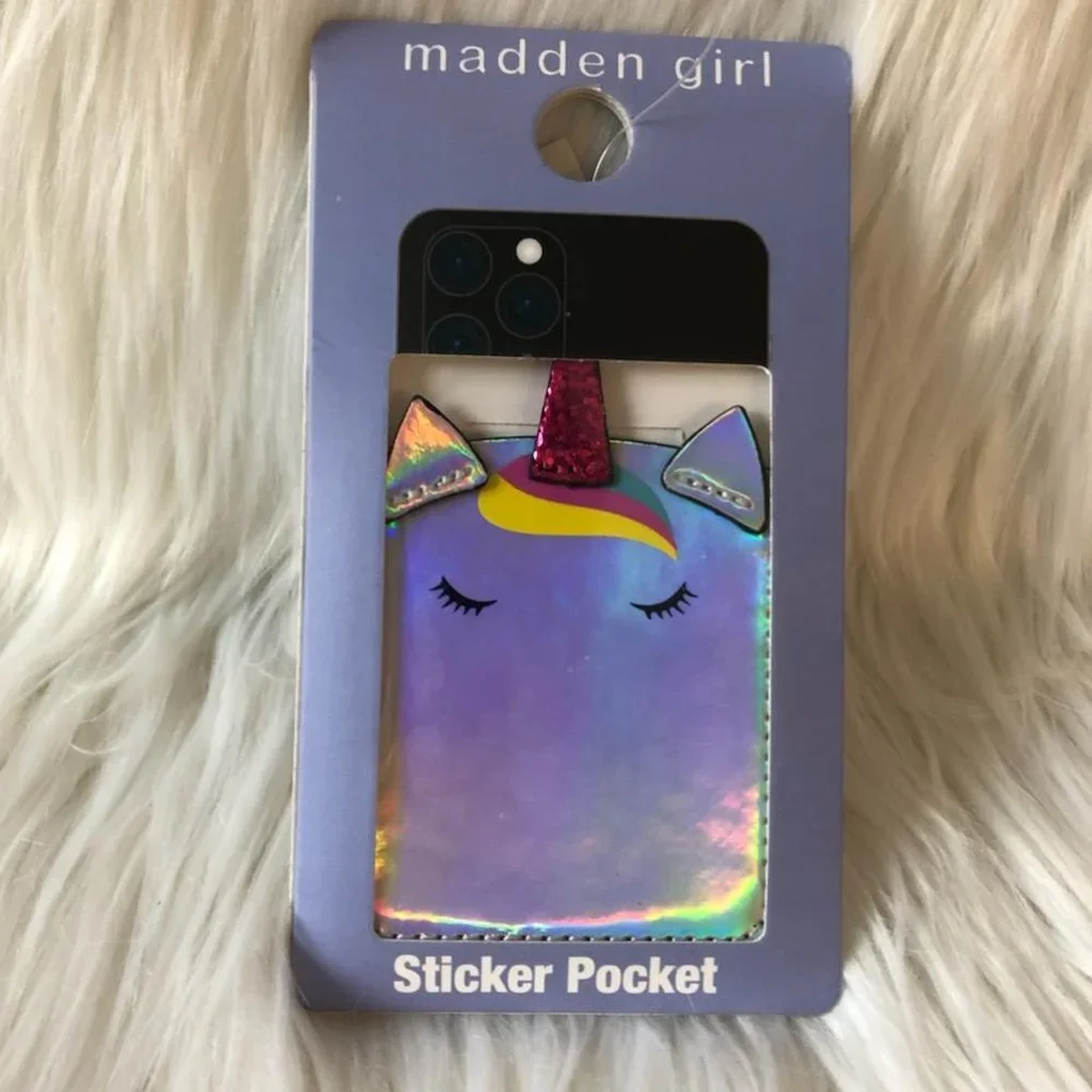 Madden Girl Iridescent Unicorn Phone Sticker Pocket